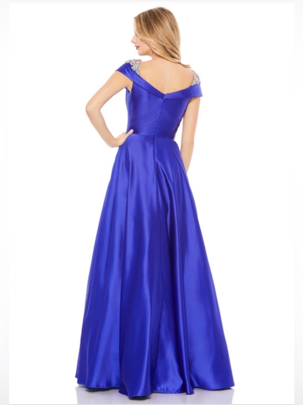 Mac Duggal Off Shoulder Satin Maxi Dress - Picture 2 of 3